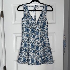 Peppermayo Blue and White Floral Mini Dress